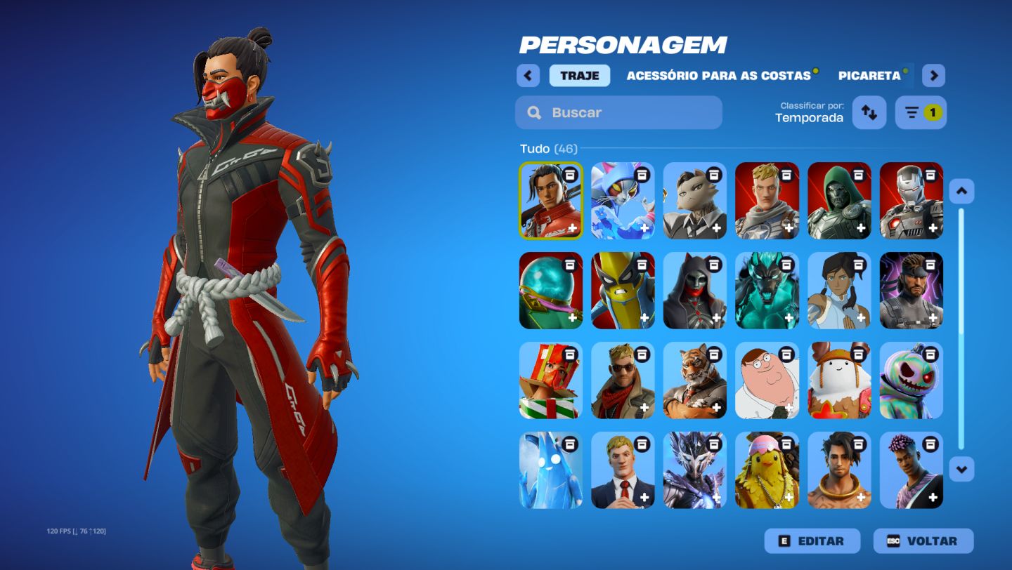 Conta Fortnite com 139 Skins