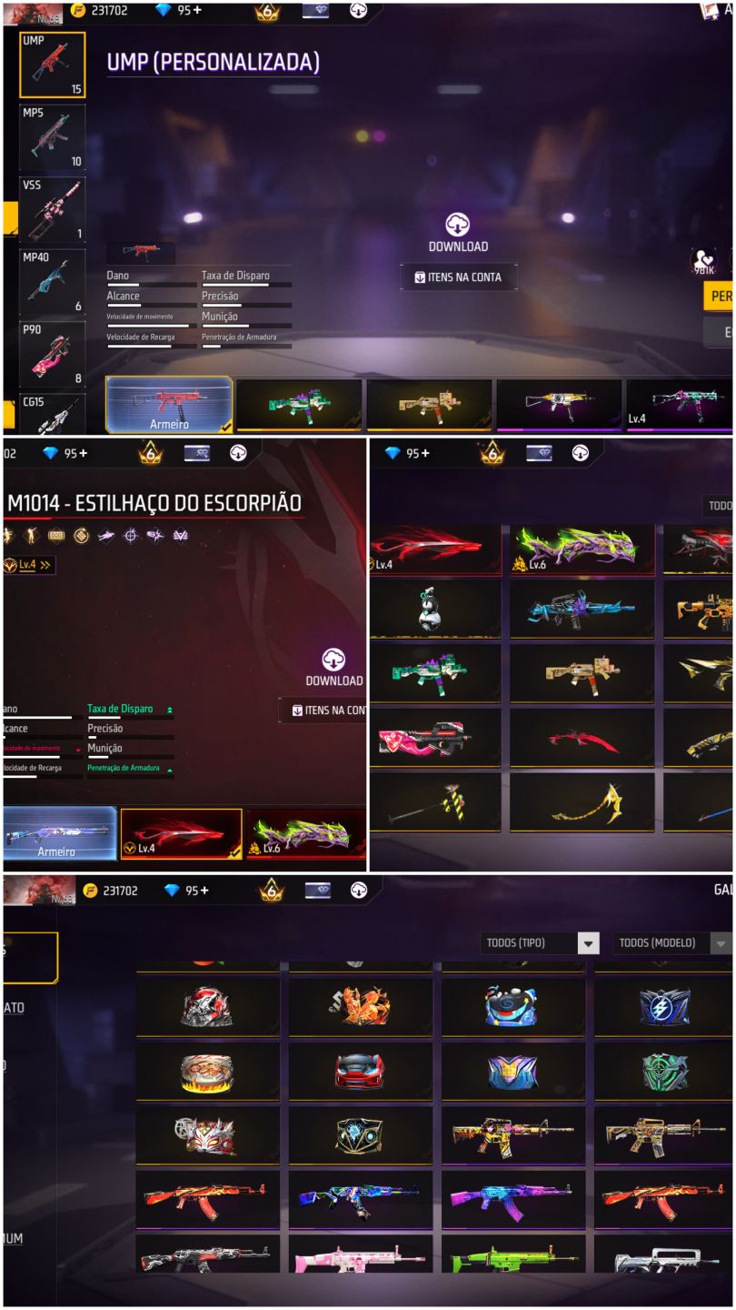CONTA DE FREE FIRE COM UMP VERMELHA