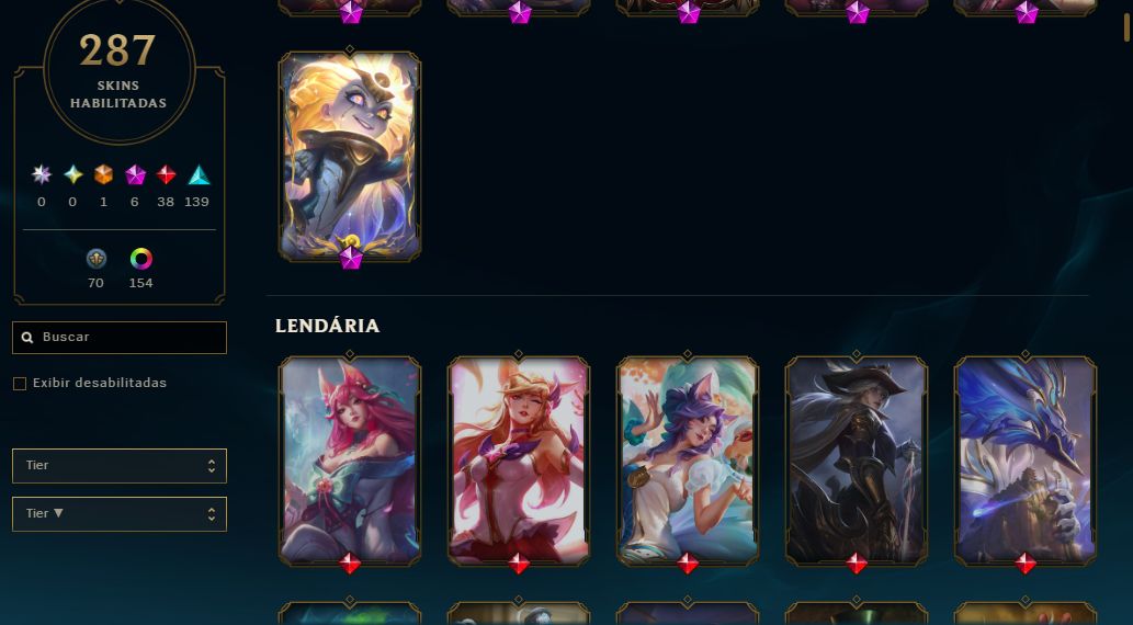 FULL ACESSO - 287 SKINS - MESTRE - 69,4K ESSENCIA AZUL - LEVEL 853