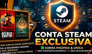 Conta Steam 60+ jogos, os mais populares AAA