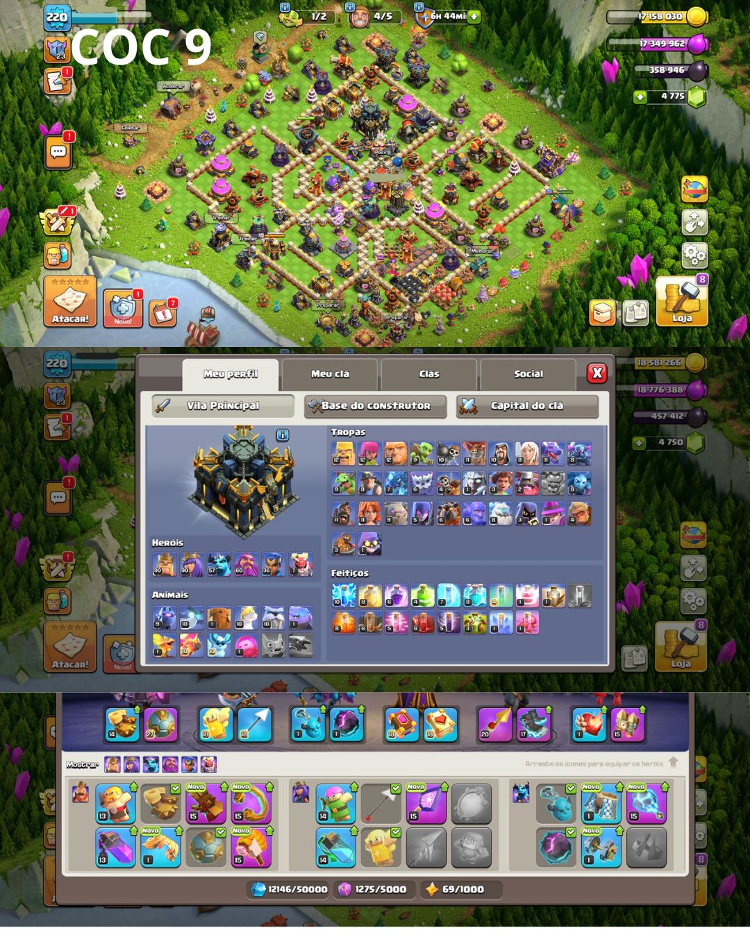 (PROMOÇÃO) CONTAS CLASH OF CLANS CV 9, 10, 12, 13, 15, 16, 17, 18