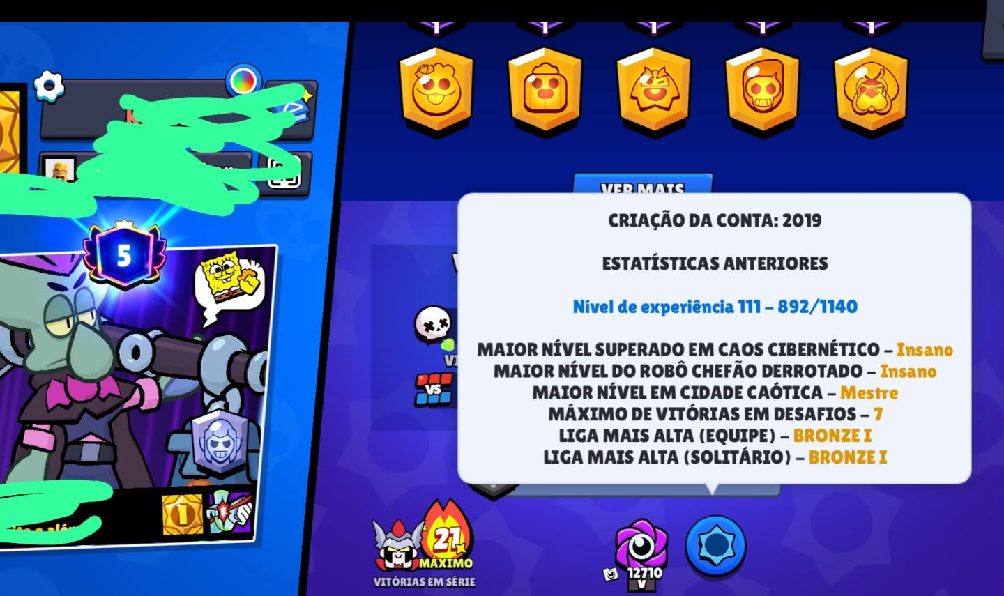 Conta de brawl stars 42k de troféus, desde 2019, várias skins