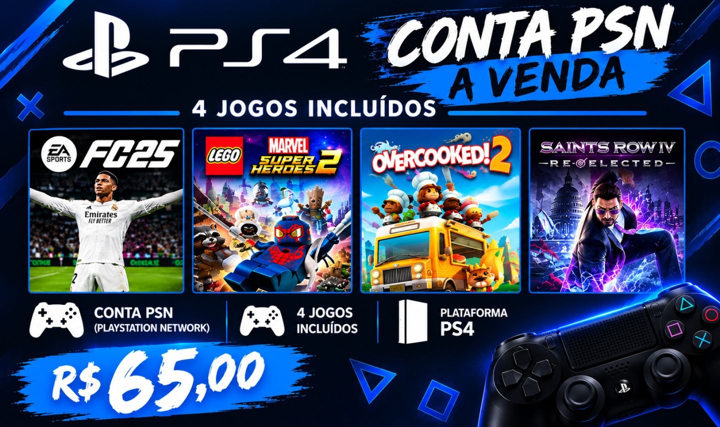 Conta PSN com FC 25 + 3 Jogos | PS4/PlayStation