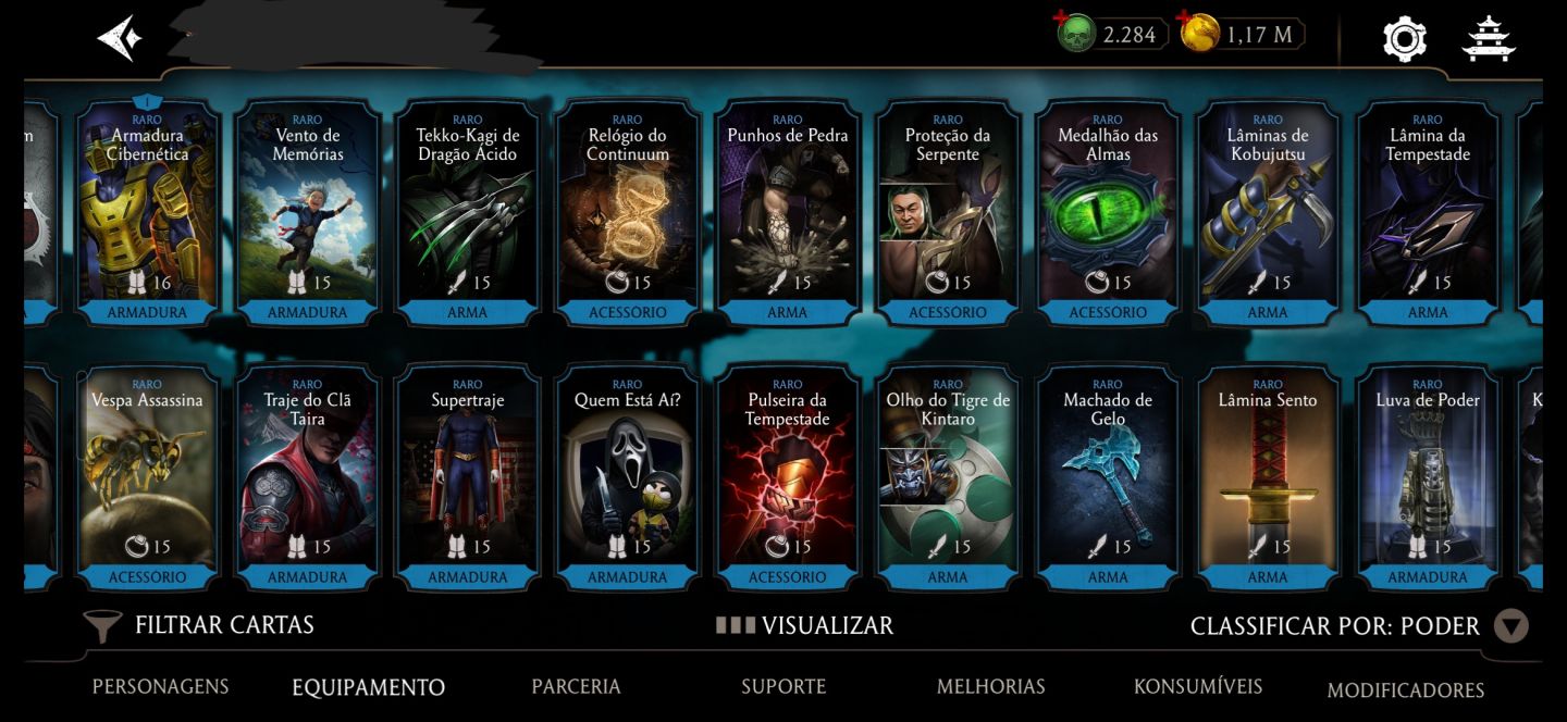 CONTA MK MOBILE - 18 DIAMANTES (RAIN F4, LIU KANG) + 200 CRISTAIS DRAGÃO.