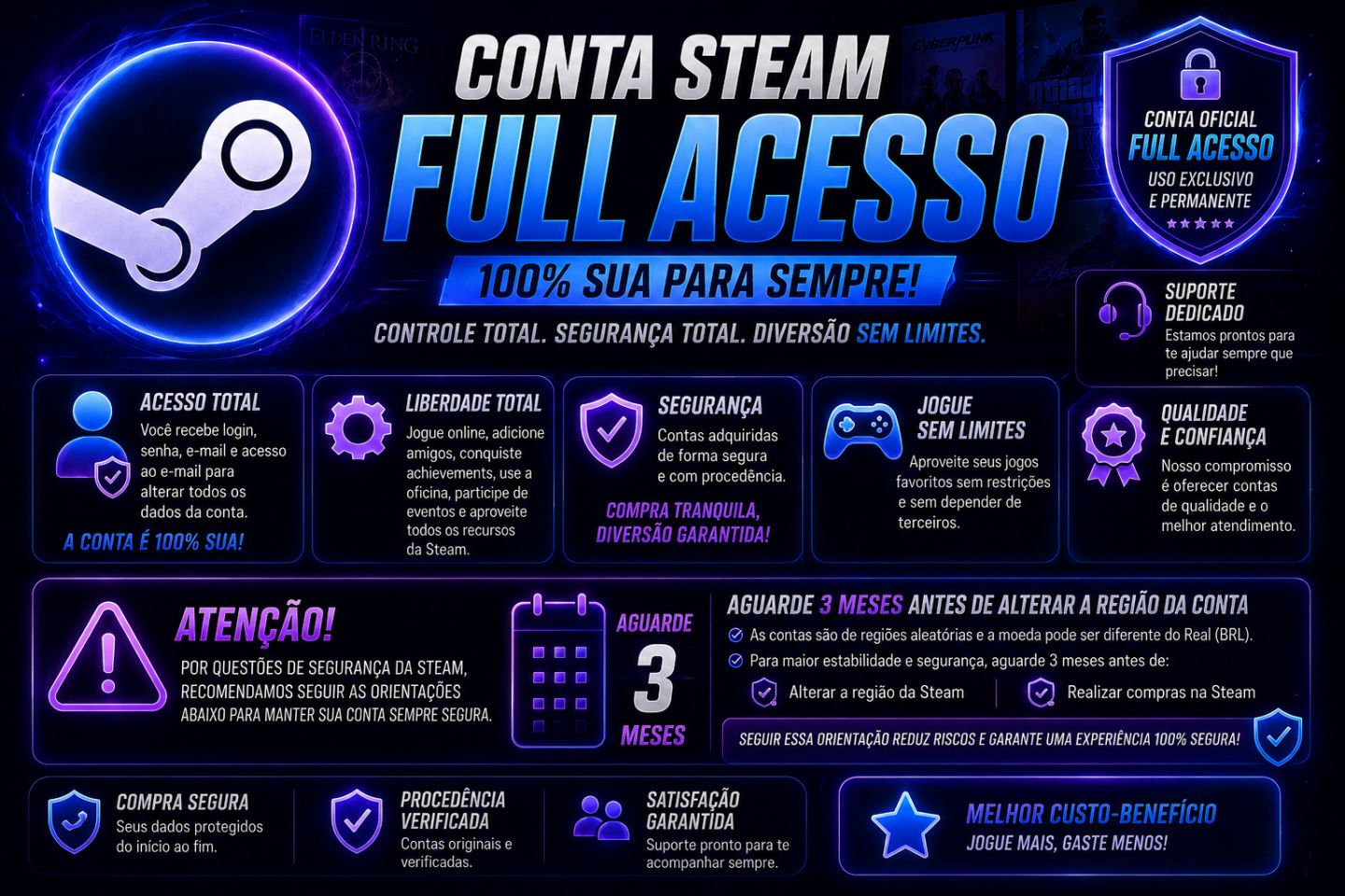 COMPRE SUA CONTA STEAM ONLINE FULL ACESSO COM O MELHOR PREÇO