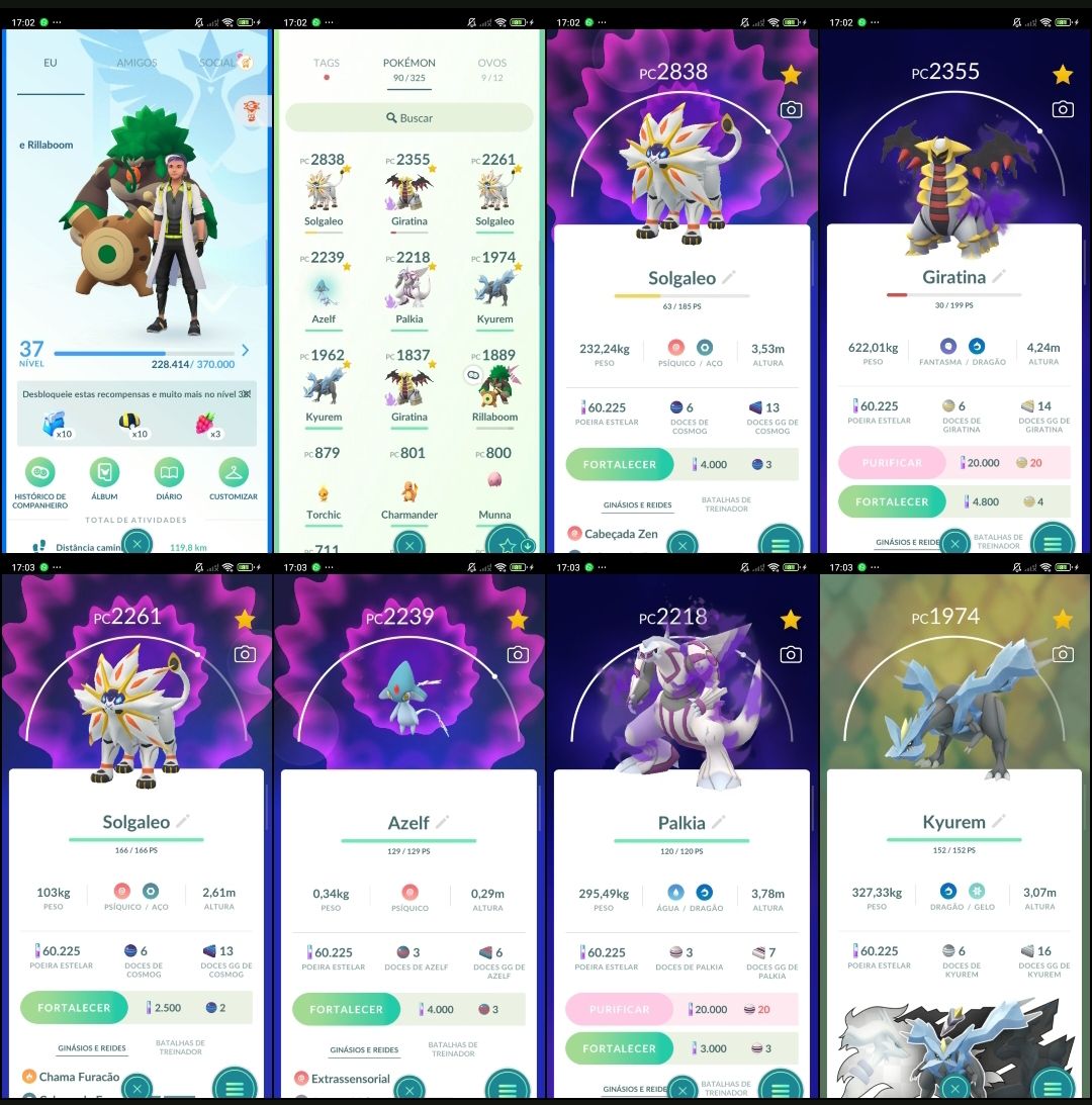 Pokémon GO Lv.37 | 2 Solgaleo | 2 Kyurem | Palkia | 2 Giratina | Q285