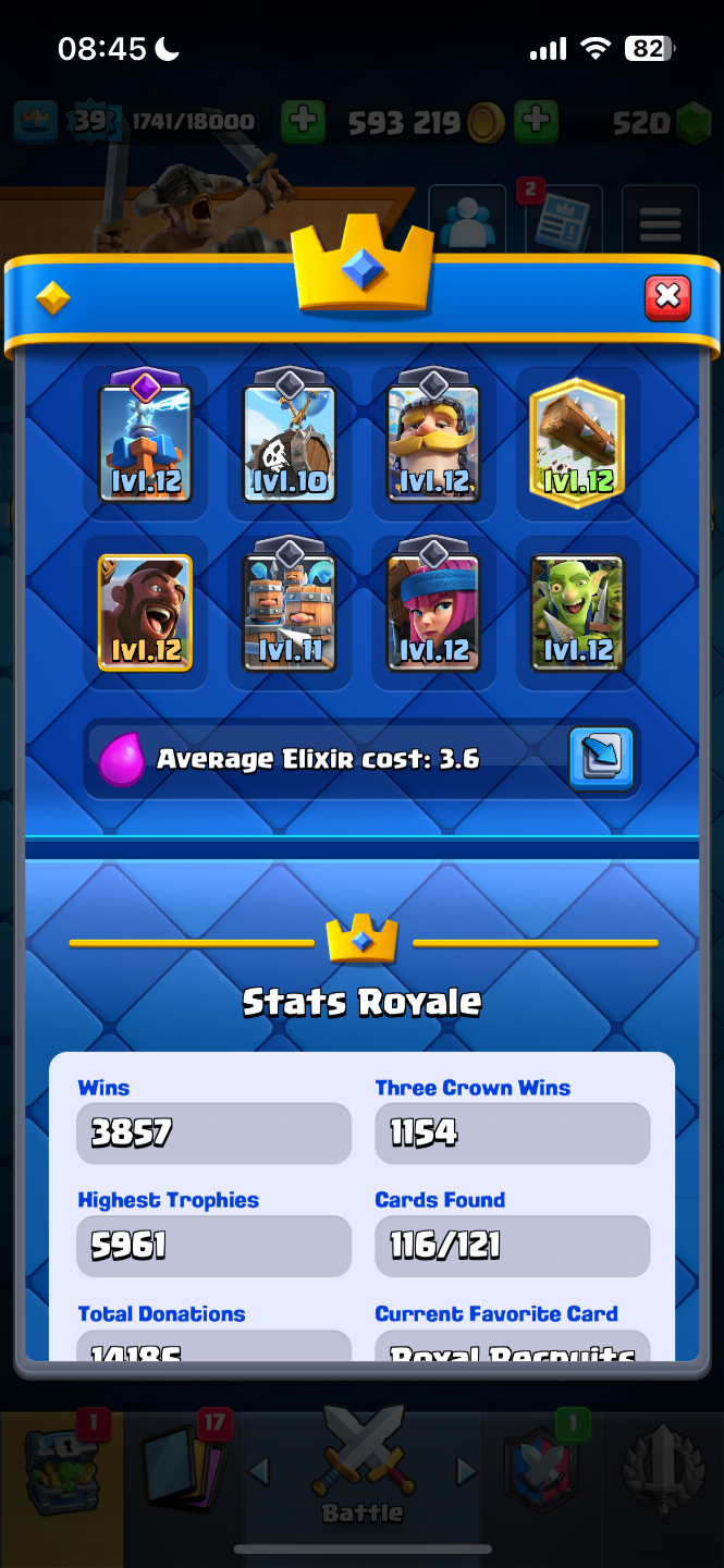 CONTA CLASH ROYALE 5K + CLASH OF CLANS CV 13