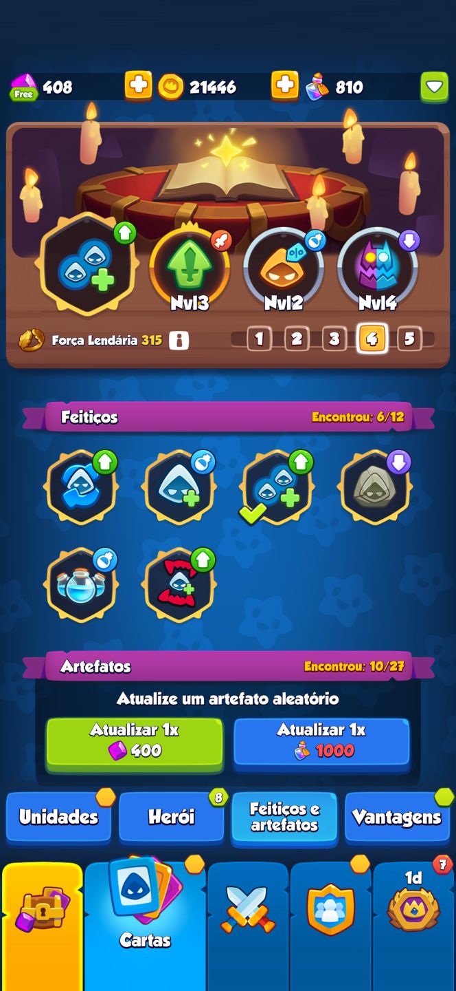 Conta Rush Royale High Tier | Caçador de Demônios Nvl 15 (Max) | 1131% crit