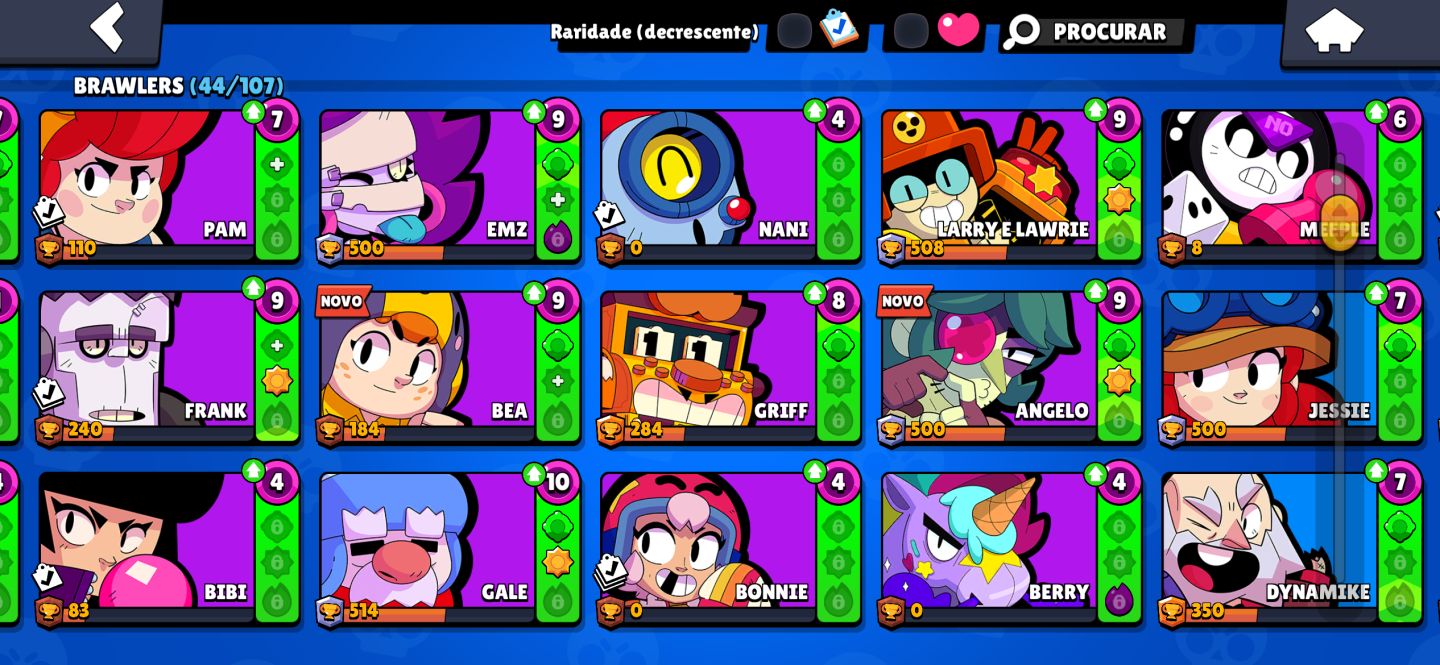 Conta brawl com sandy e personagens lendarios