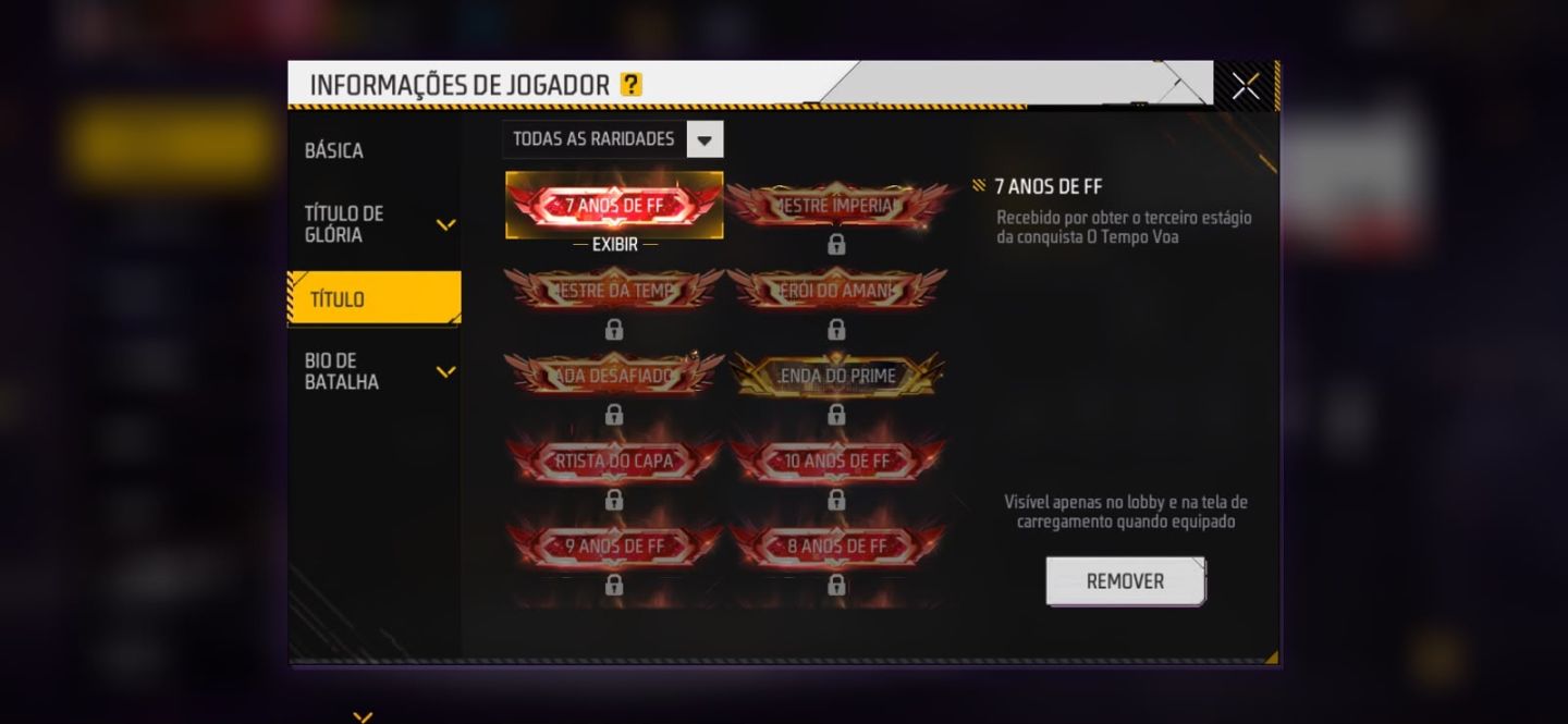 CONTA FREE FIRE 7 ANOS(Negociável)