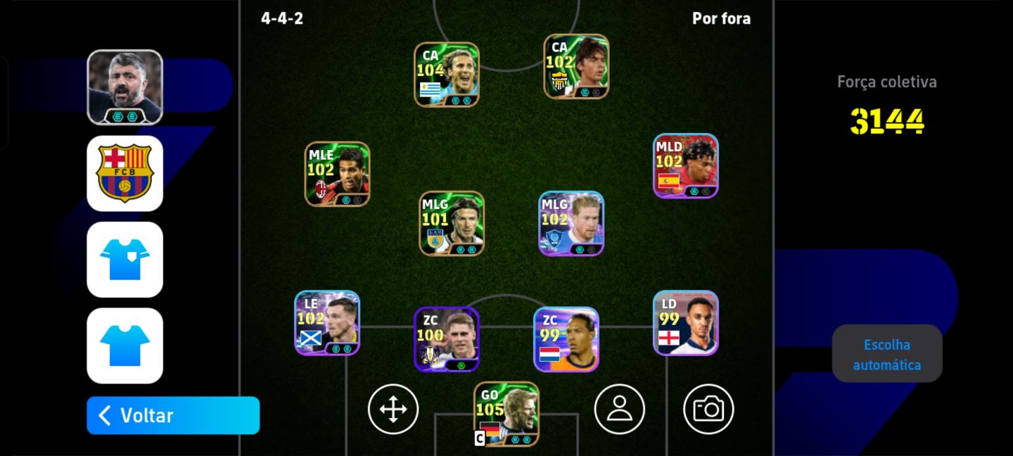Conta de efotball com forlan inzagi Oliver Kahm possível alterar o gmail