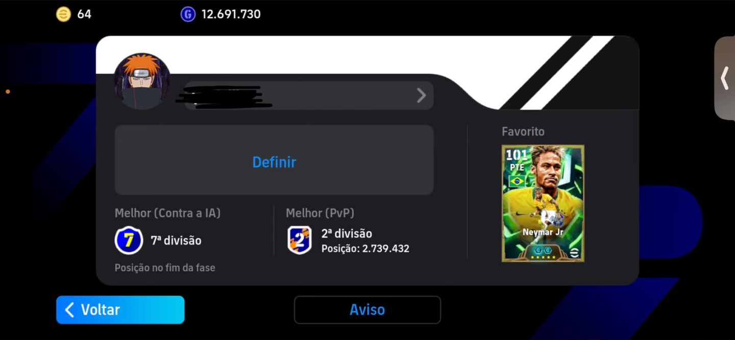 CONTA DE EFOOTBALL MOBILE GEMADA