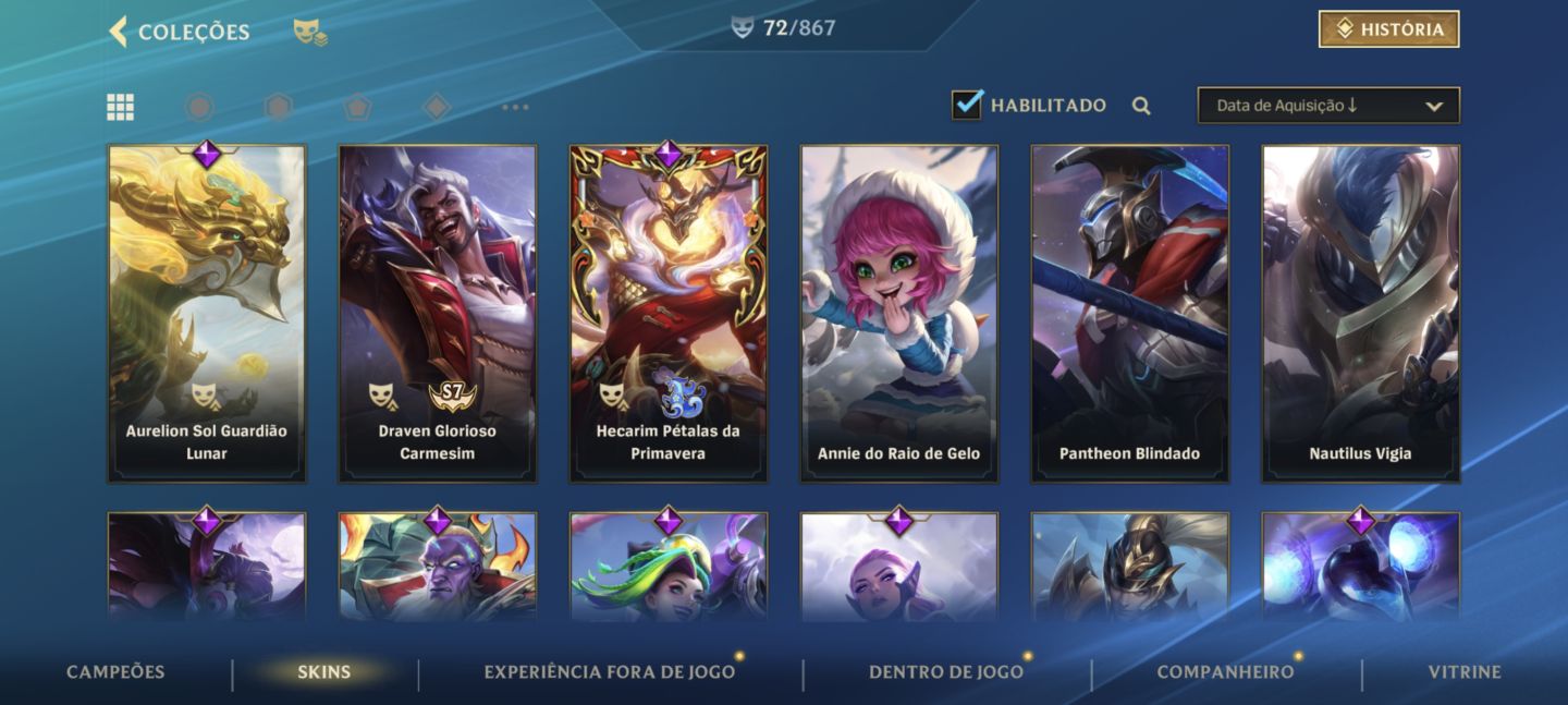 Conta Wild Rift Nv128 Desafiante na última season,com skins tops