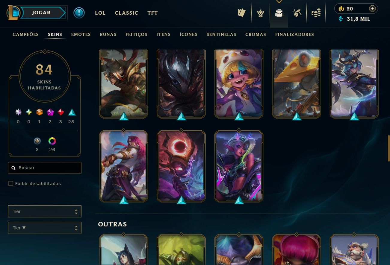 Conta de 2024 - 84 Skins - Lvl 105 - 107 Campeões - 31K de Ea - 26 Cromas