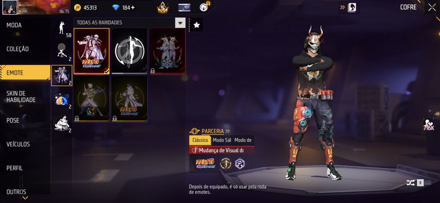 Conta de freefire antiga, gemada lvl 75 full acesso