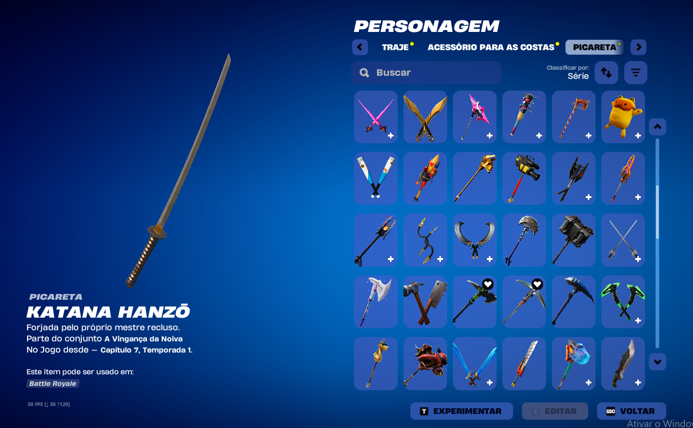 Conta de Fortnite/Epic Games Capitulo 1, Aproximadamente 115 skins
