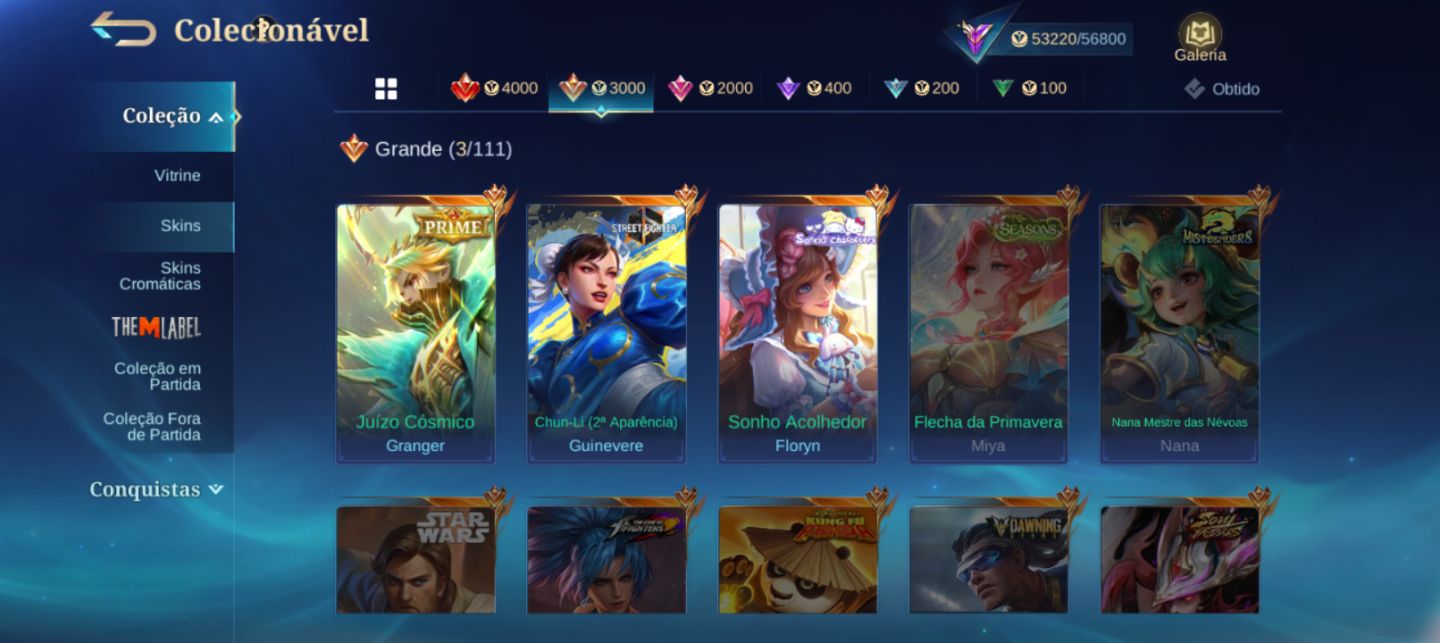 CONTA MOBILE LEGENDS | ESPECIAIS E COLEÇÃO VARIADA