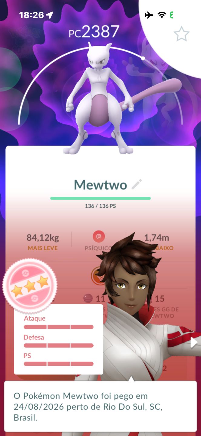 Pokémon GO nível 43 - Com 3 Mewtow - 1 mewtwo 100% - Sem PG sharp