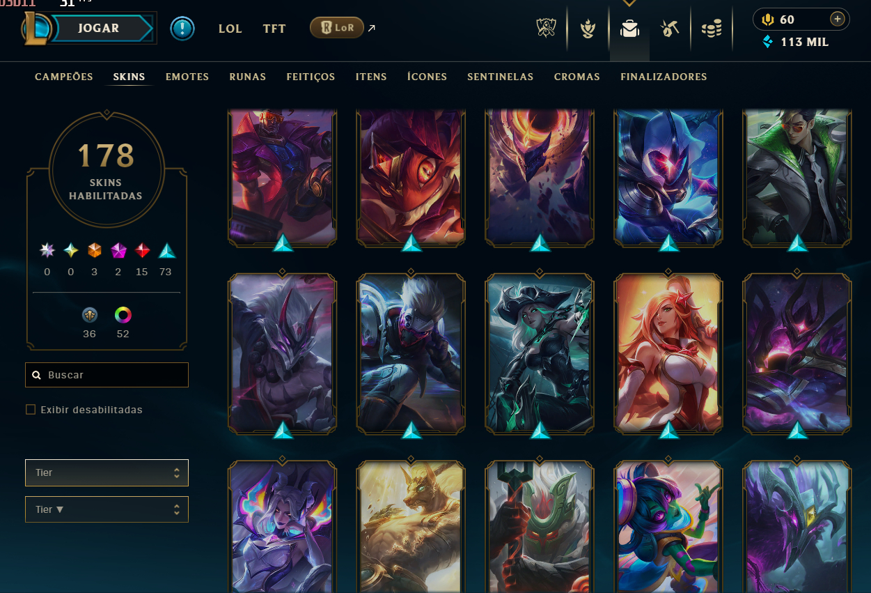 Conta LOL Diamante | 178 Skins | Todos Campeões | Desde 2016