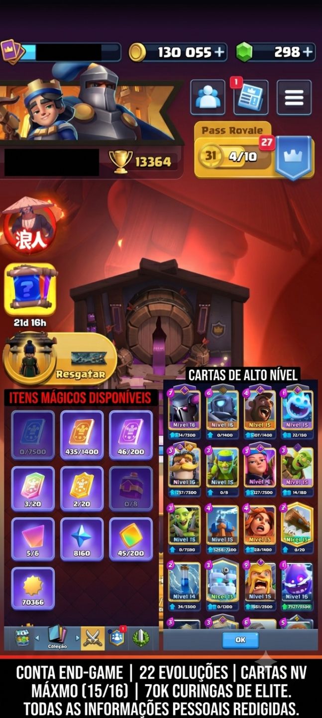 CONTA CLASH ROYALE - 13.3K TROFÉUS
