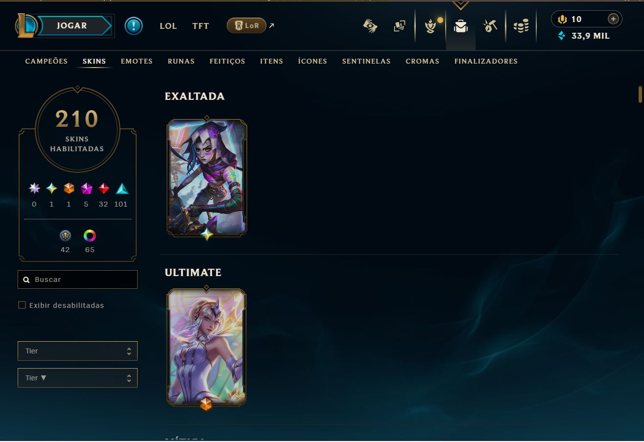 CONTA LOL JINX EXALTADA ELO MESTRE FULL CHAMPS 210 SKINS 65 CROMAS+SKIN VALORANT