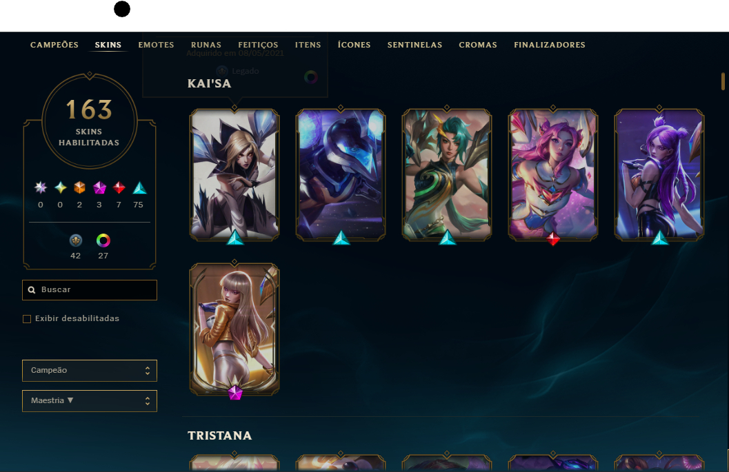 Conta LOL Ouro II | Level 545 | 163 Skins | Todos os Campeões | Full Acesso