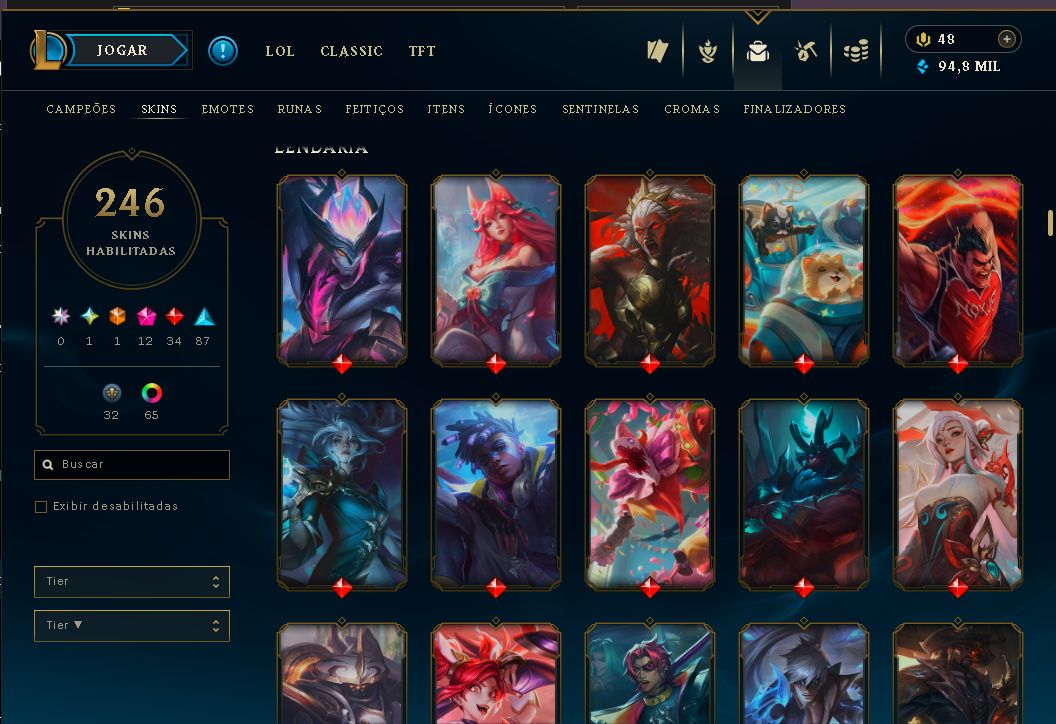 VENDENDO MINHA CONTA DO LEAGUE OF LEGENDS 185 SKINS COM SKIN DO VIEGO EXALTADA