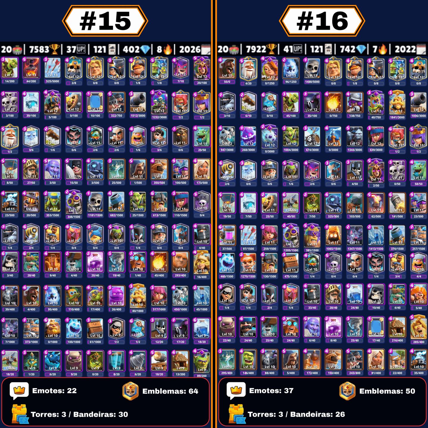 CONTAS CLASH ROYALE | TODAS AS ARENAS, UPADAS, CARTAS NÍVEL 16, EVOLUÇÕES, GEMAS