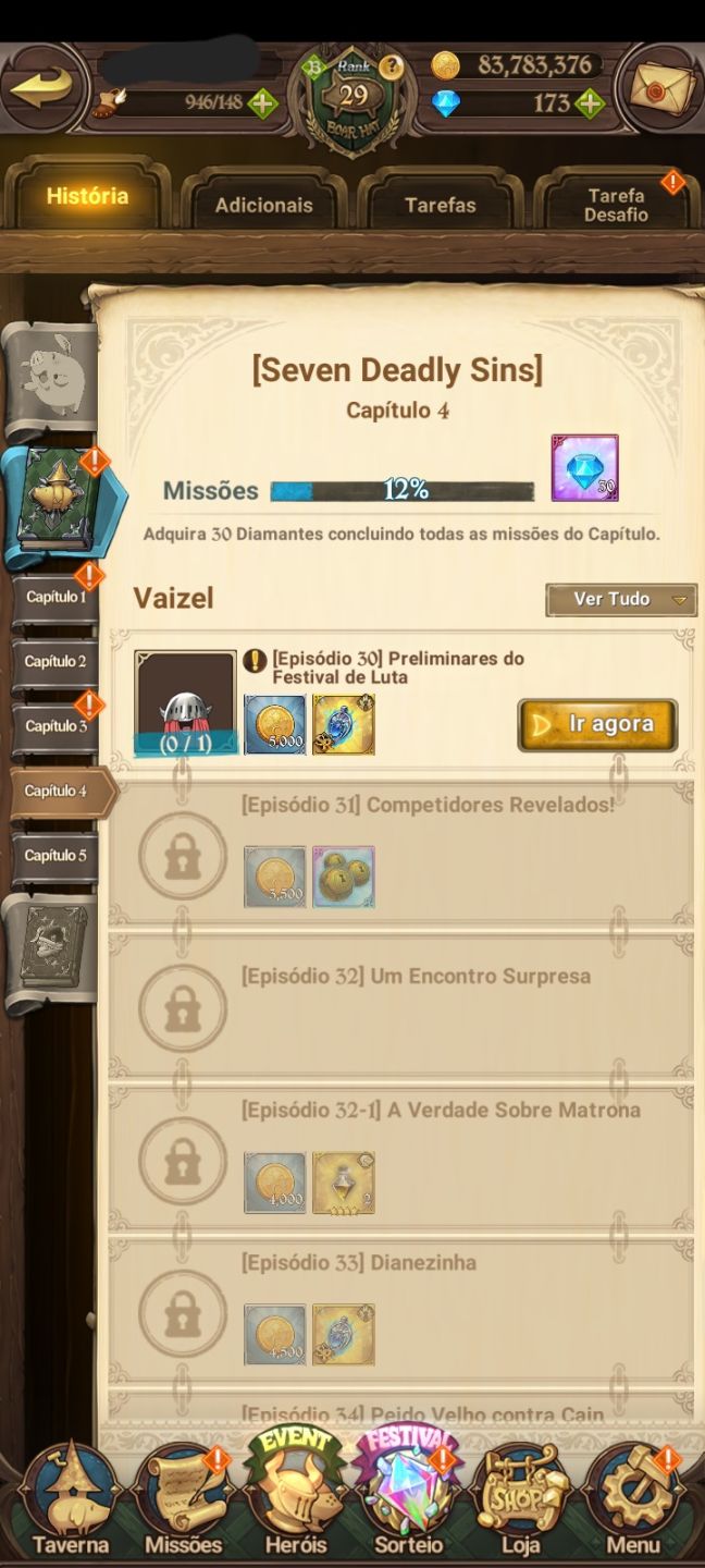 Conta nova de 7ds nivel 29 com novo personagems Odin Superpoderoso!!!