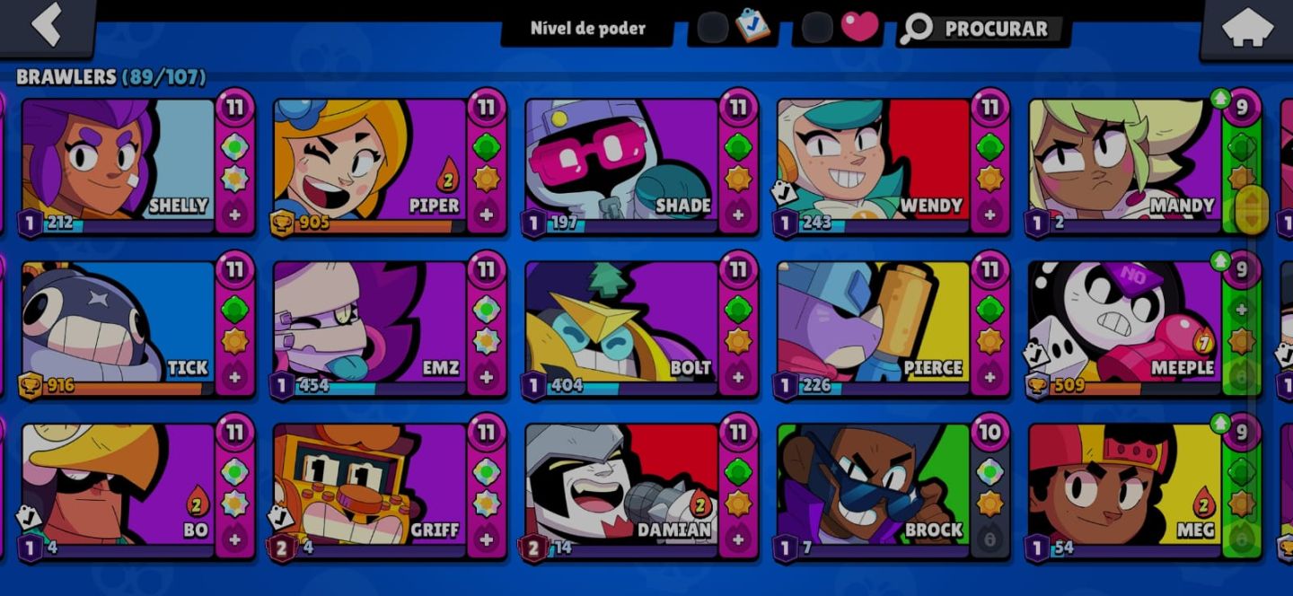 Conta Brawl Stars 60.000 troféus, Lendário 1 + várias skins