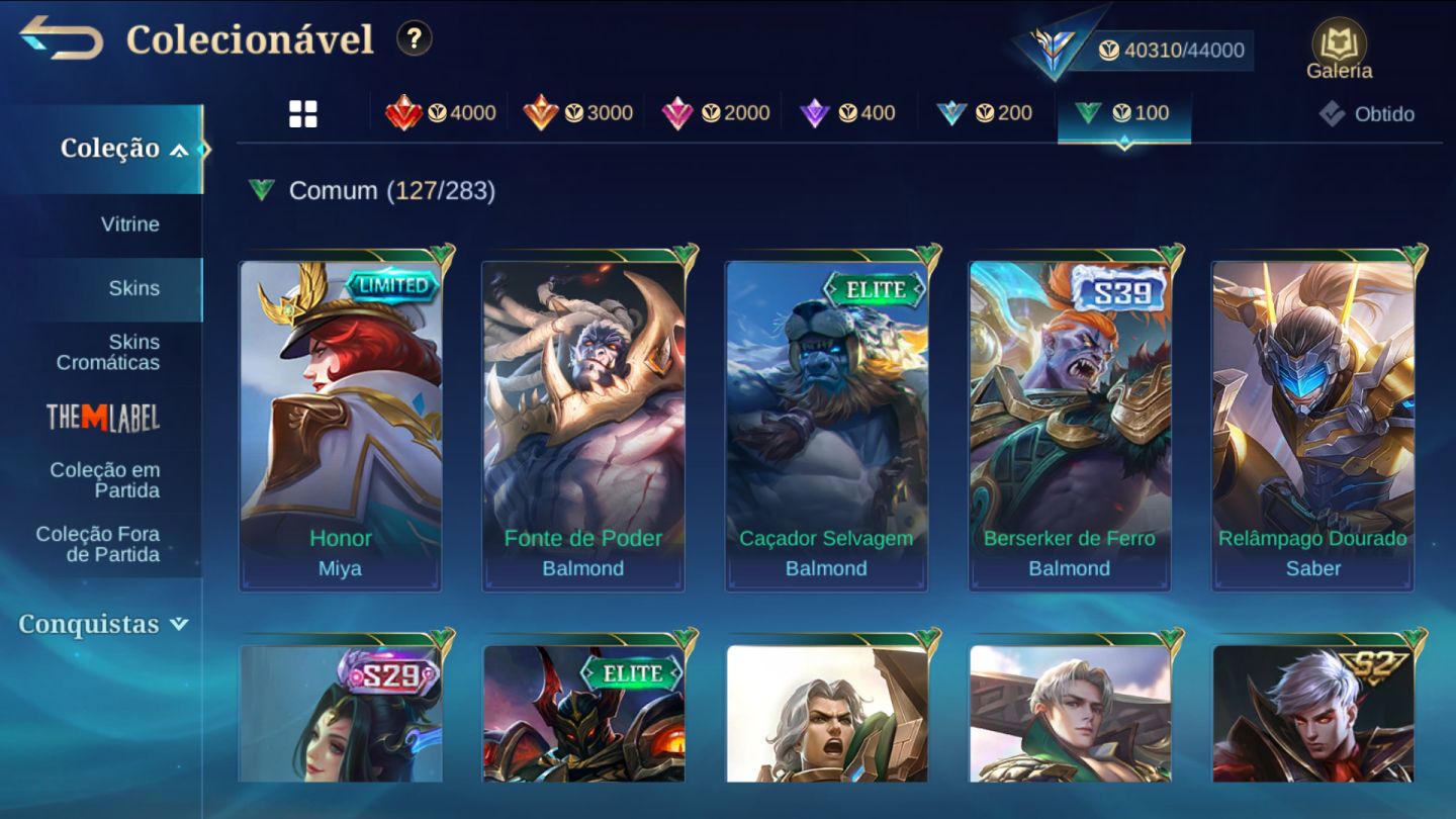 CONTA MOBILE LEGENDS GEMADA COM MUITAS EPICAS