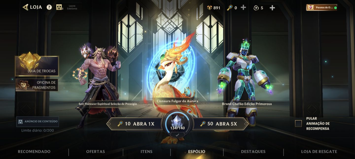 Conta Wild rift 900 essências laranjas, 213 skins