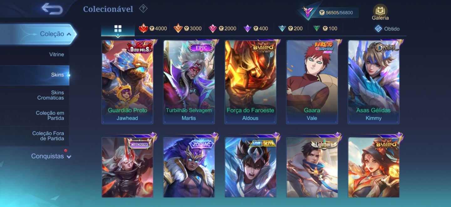 Conta Mobile Legends FULL | Todos Heróis + Skins Raras | Glória Mítica