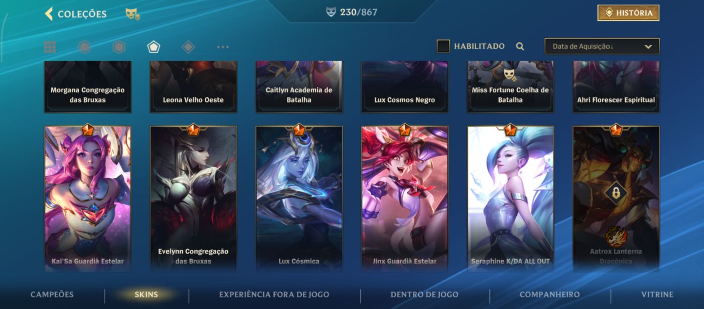 Conta do Wild Rift com skins variadas até 230 skins