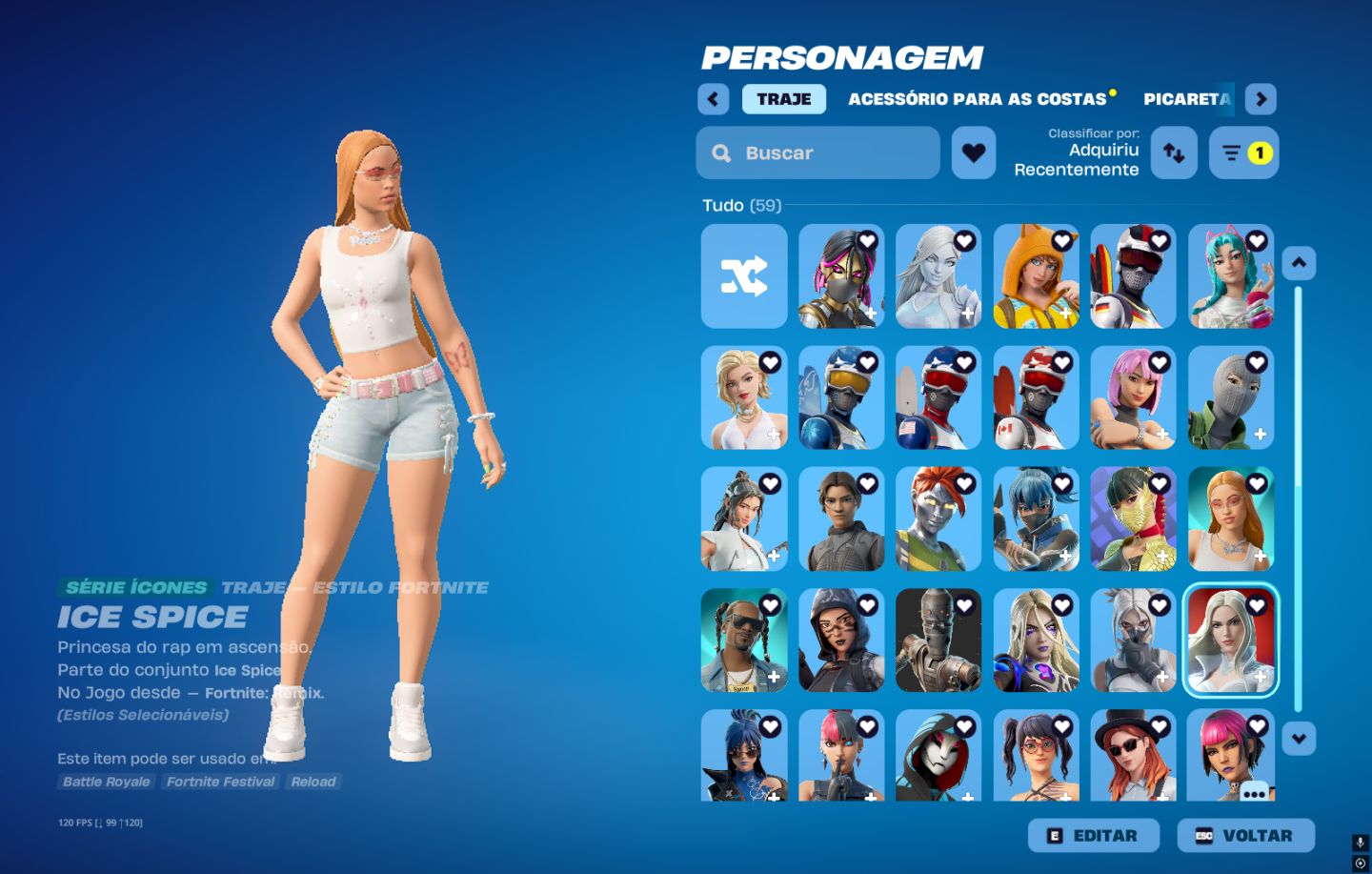 Conta fortnite 305 skins ( travis, passes da s4c1 para frente)