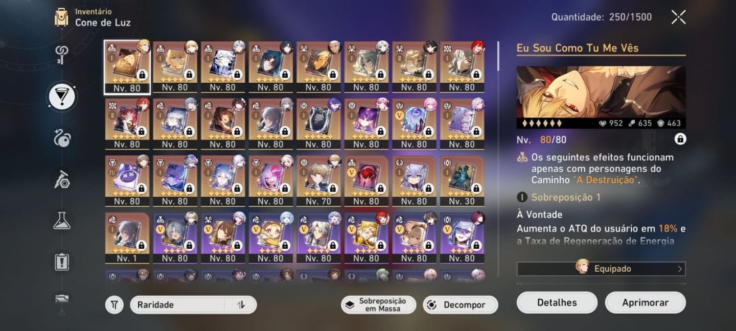 Conta AR70 end game, personagens t5 buildados
