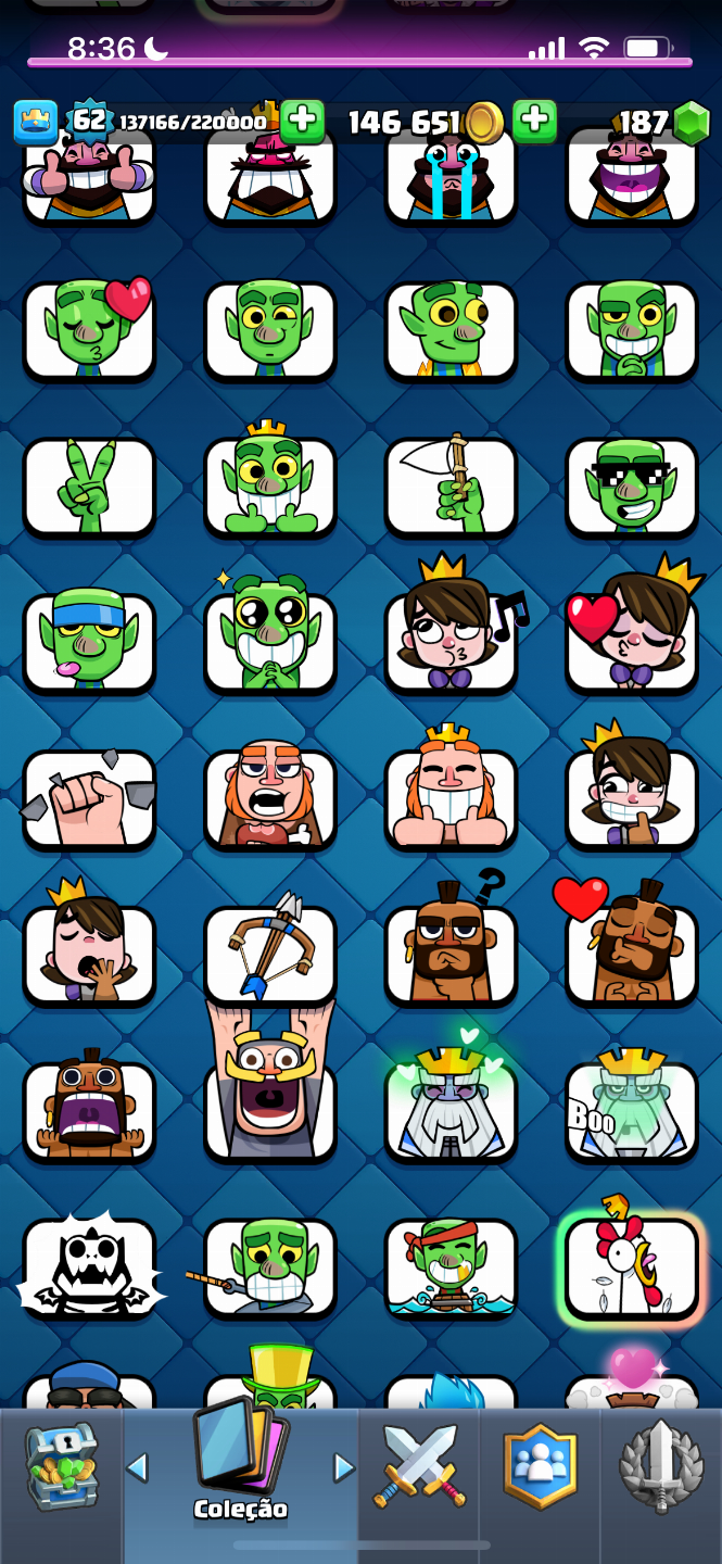 Conta CLASH ROYALE MAIOR CAMPEAO VARIOS EMOJIS RAROS E 8 ANOS DE CONTA