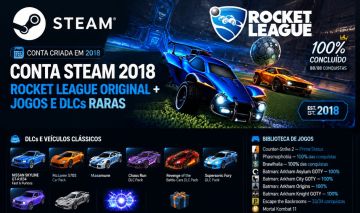 Steam 2018 | Rocket League + DLCs Raras | CS2 Prime | Batman | MK11 + Jogos