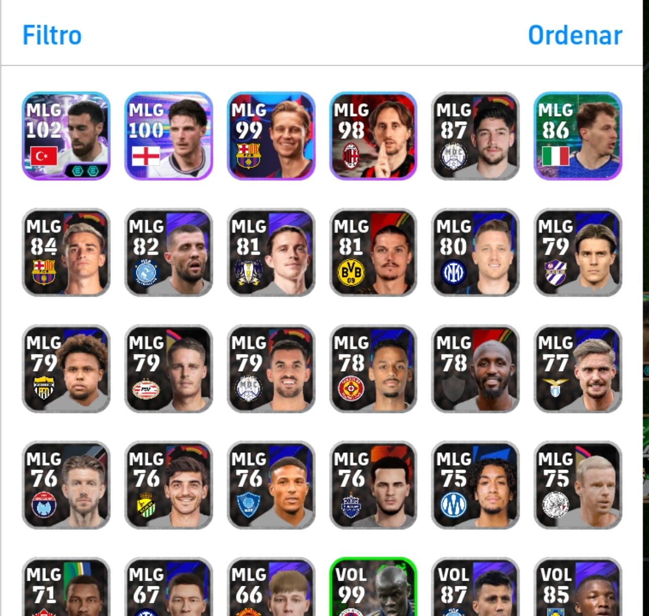 Conta effootbal com 3200 com maldini 109 força +