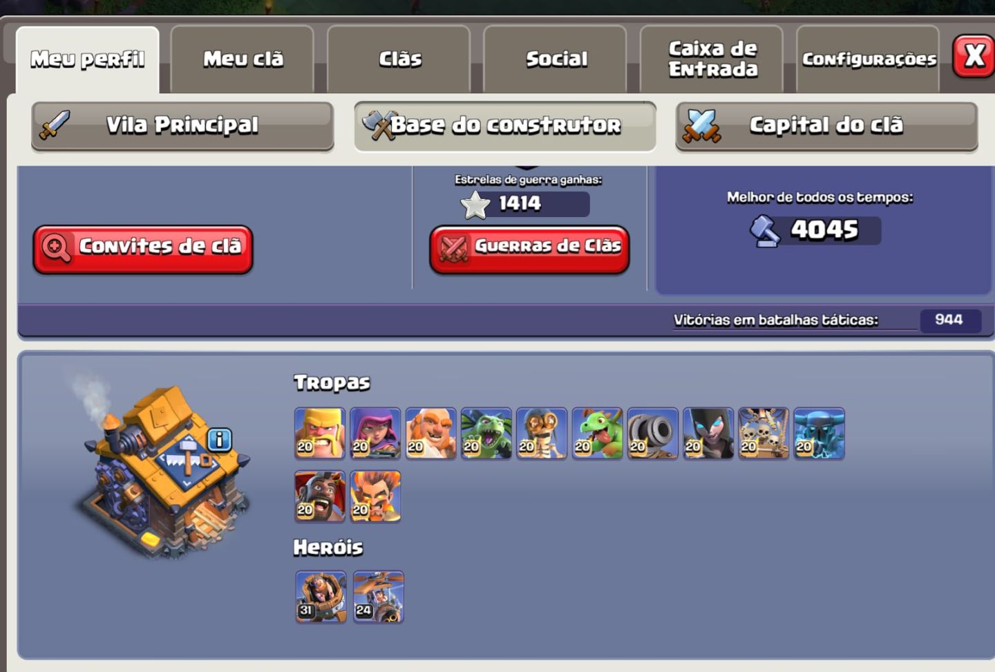 Conta Clash of Clans CV18 semi full + 27 Skins