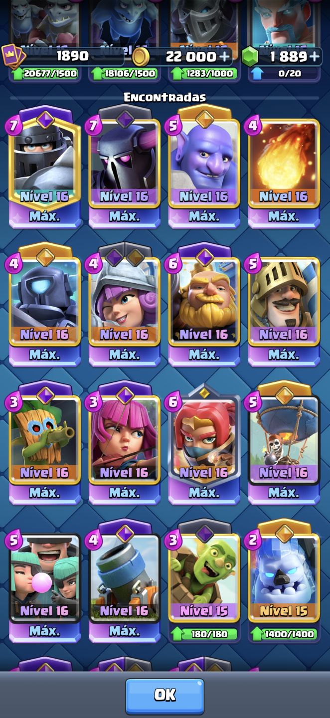 CONTA 10 ANOS / 22 CARTAS LVL 16 / 26 EVOS / 8 HEROIS - RARA - ACEITO OFERTAS