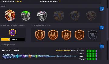 Conta 8ball Pool com taco quase full upada
