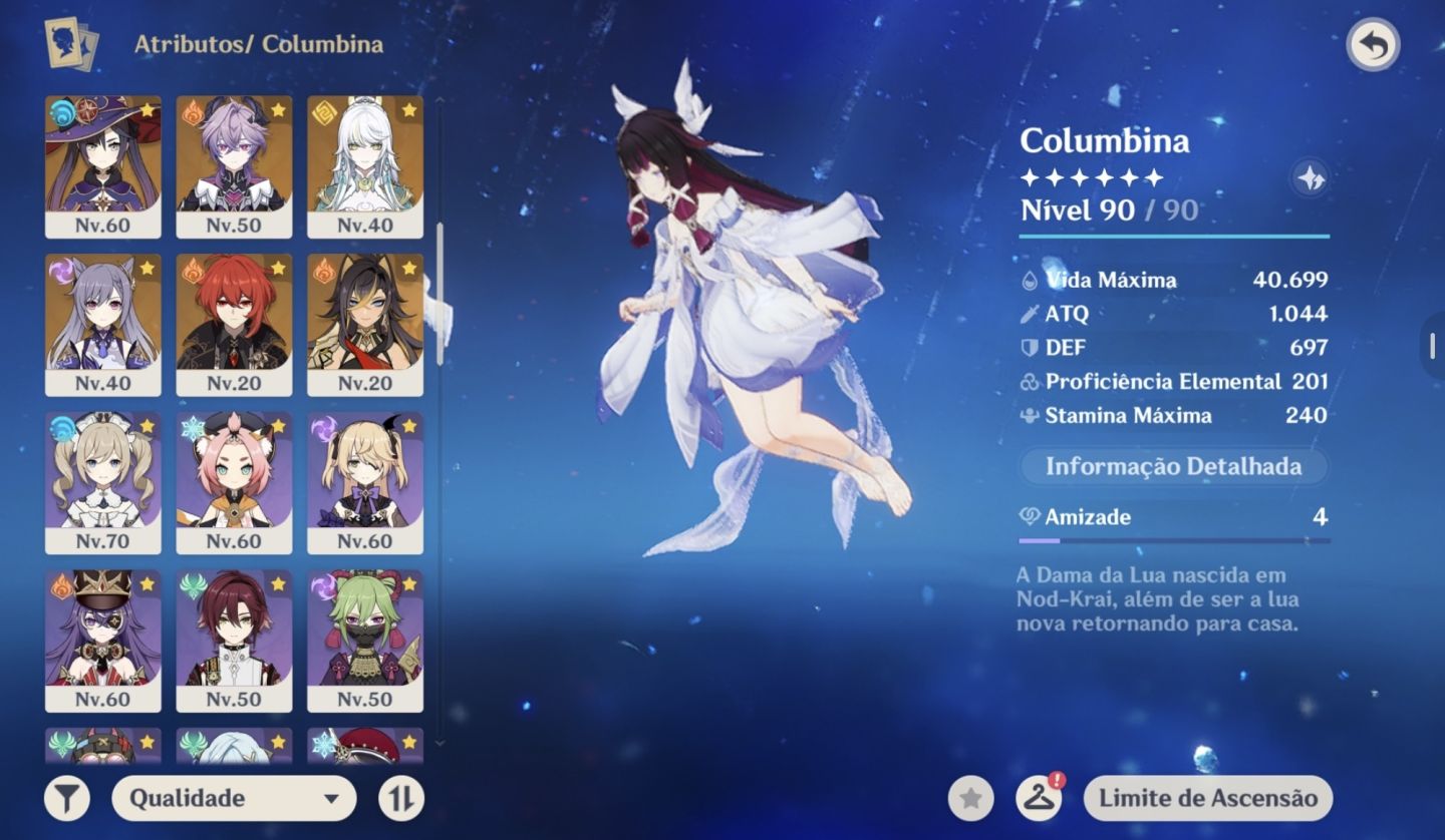 Conta Premium Genshin - AR 56 - Columbina, Furina C3, Mavuika Etc..