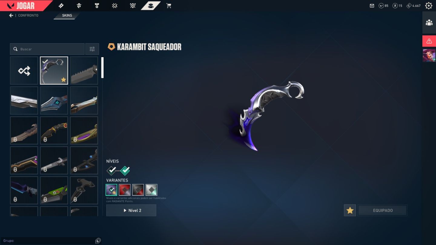Valorant Nível 67 | Vandal Gaia + Karambit Saqueadora + Phantom pinaculo