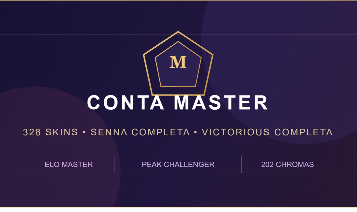 CONTA MASTER LOL | COLEÇÃO SENNA COMPLETA + VICTORIOUS COMPLETA | 328 SKINS