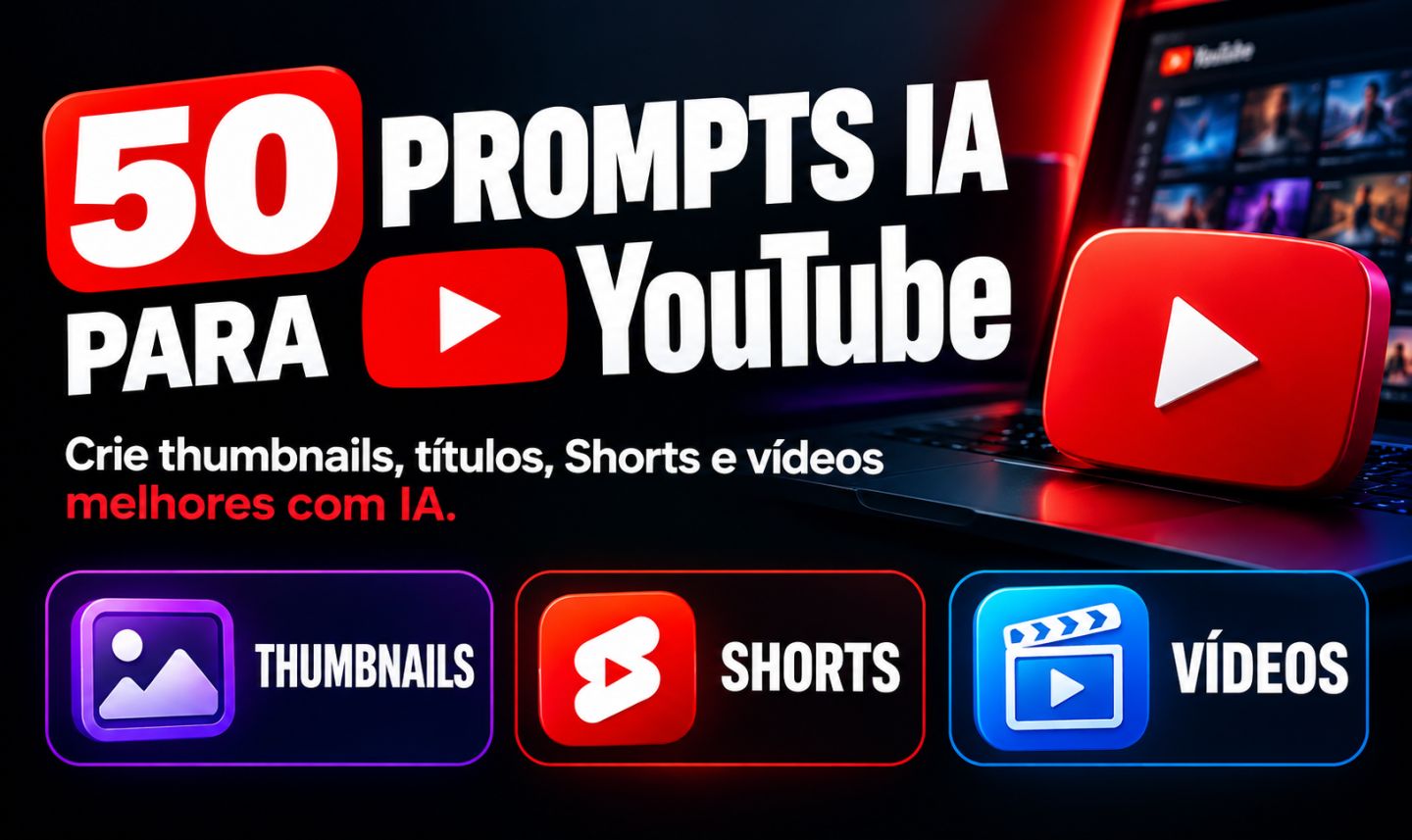 50 Prompts IA para YouTube | Thumbnails + Títulos + SEO + Shorts [ATUALIZADOS]