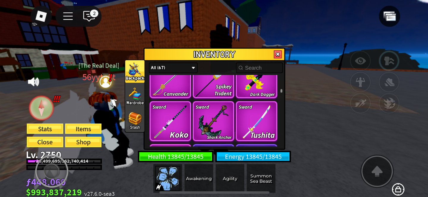 CONTA BLOX FRUIT LVL MAX - SANGUIN ART+CDK+TTK+SG