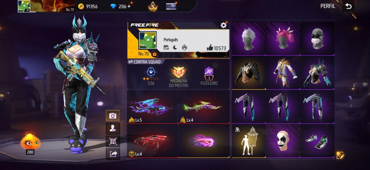 Conta free fire gemada com barbinha, punho, bandeirao, evolutiva 7 anos de idade