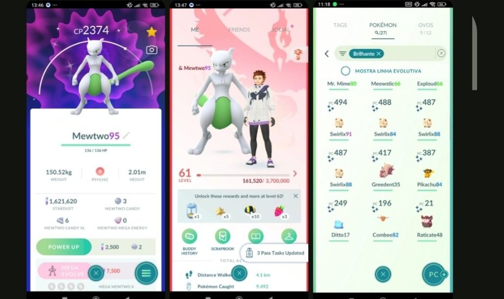 LVL 61 | 27 SHINY + Mewtwo shiny | PIKACHU EVENTO Shiny | F061
