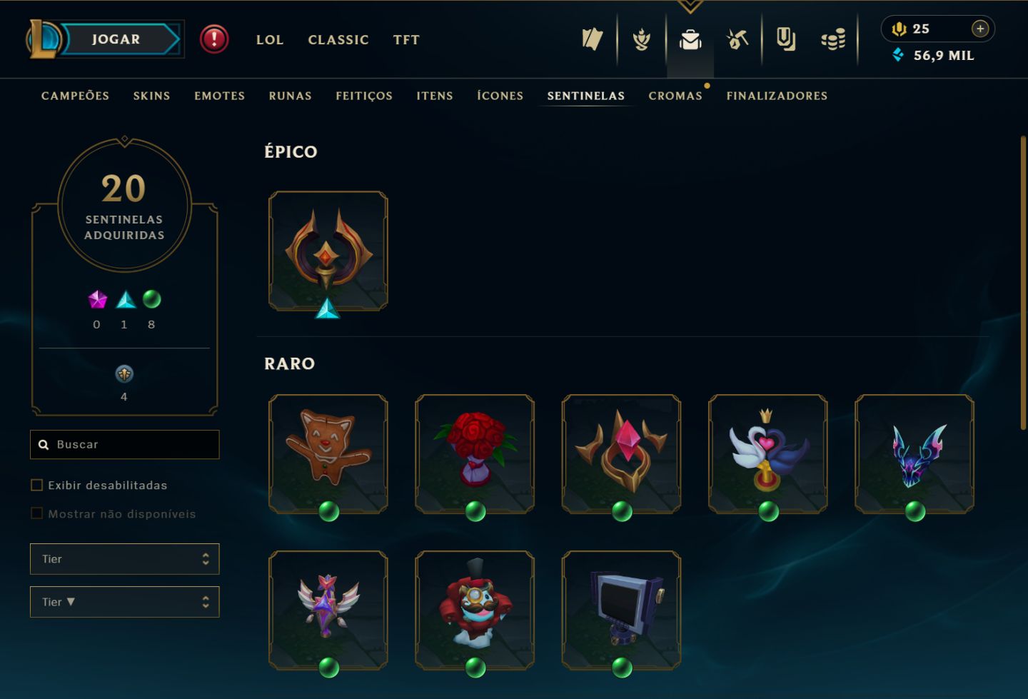 Conta LoL LVL298 Todos campeões 106 Skins 64 Cromas Plat 4